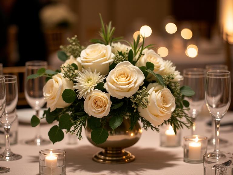Wedding reception centerpiece floral arrangements